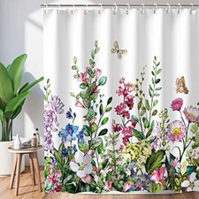 Floral Shower Curtain Flower Shower Curtain for 72"W x 84"L (Pack of 1) Green — custom printed polyester bath curtain