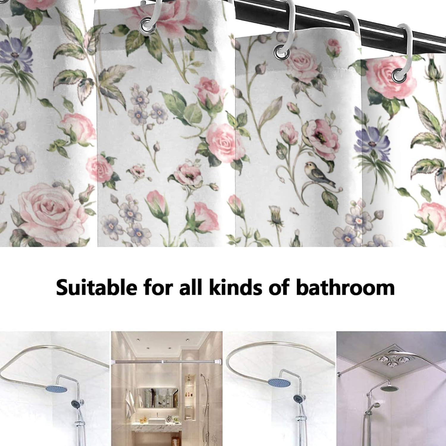 Custom Printed Bath Curtain — custom printed polyester bath curtain detail view