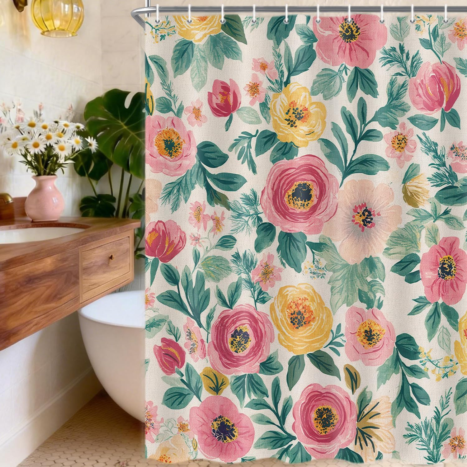 Custom Printed Bath Curtain — custom printed polyester bath curtain detail view