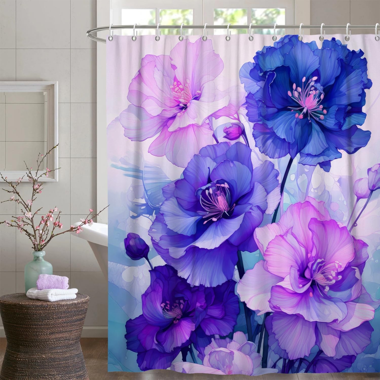 Custom Printed Bath Curtain — custom printed polyester bath curtain detail view