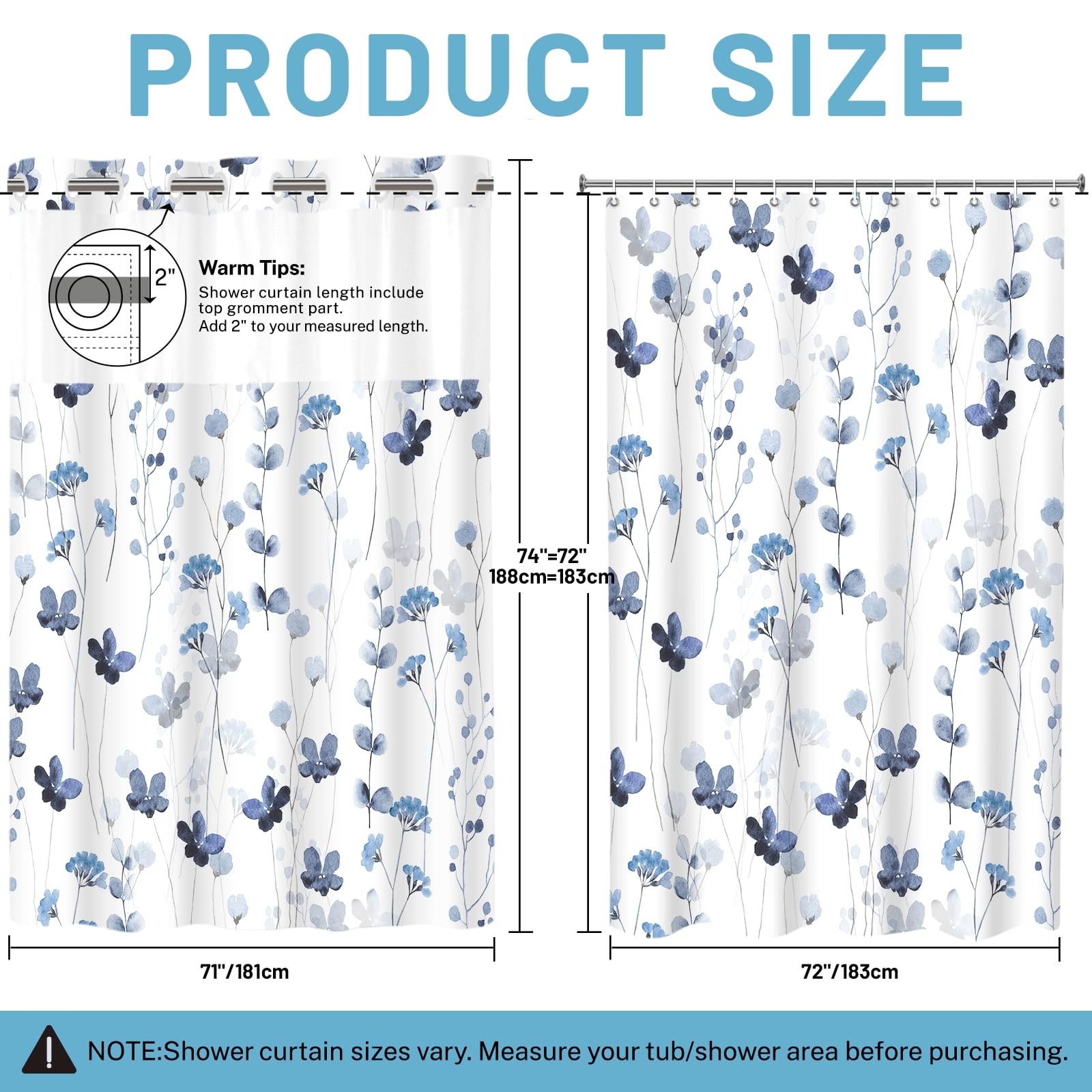 Custom Printed Bath Curtain — custom printed polyester bath curtain detail view