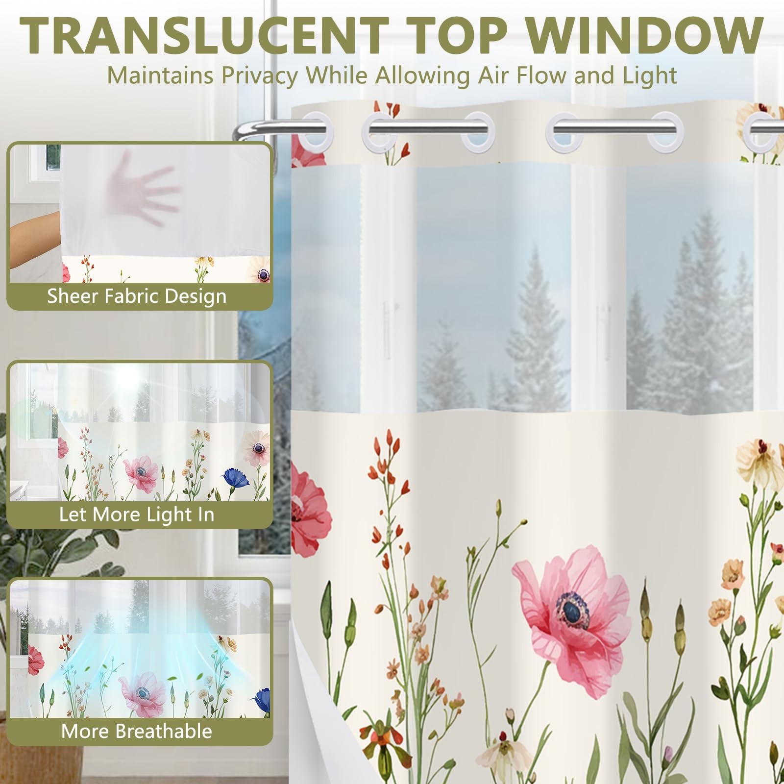 Custom Printed Bath Curtain — custom printed polyester bath curtain detail view