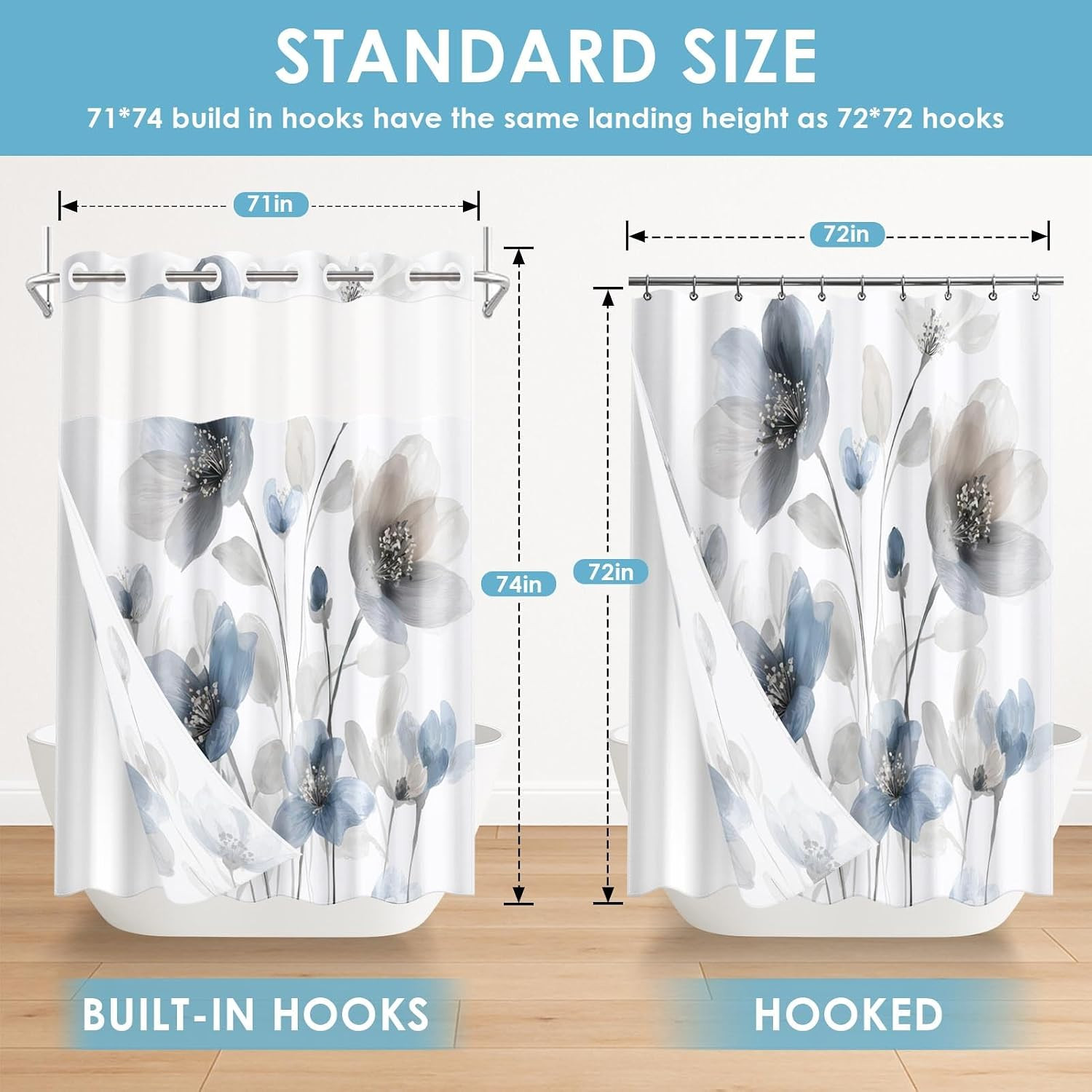Custom Printed Bath Curtain — custom printed polyester bath curtain detail view