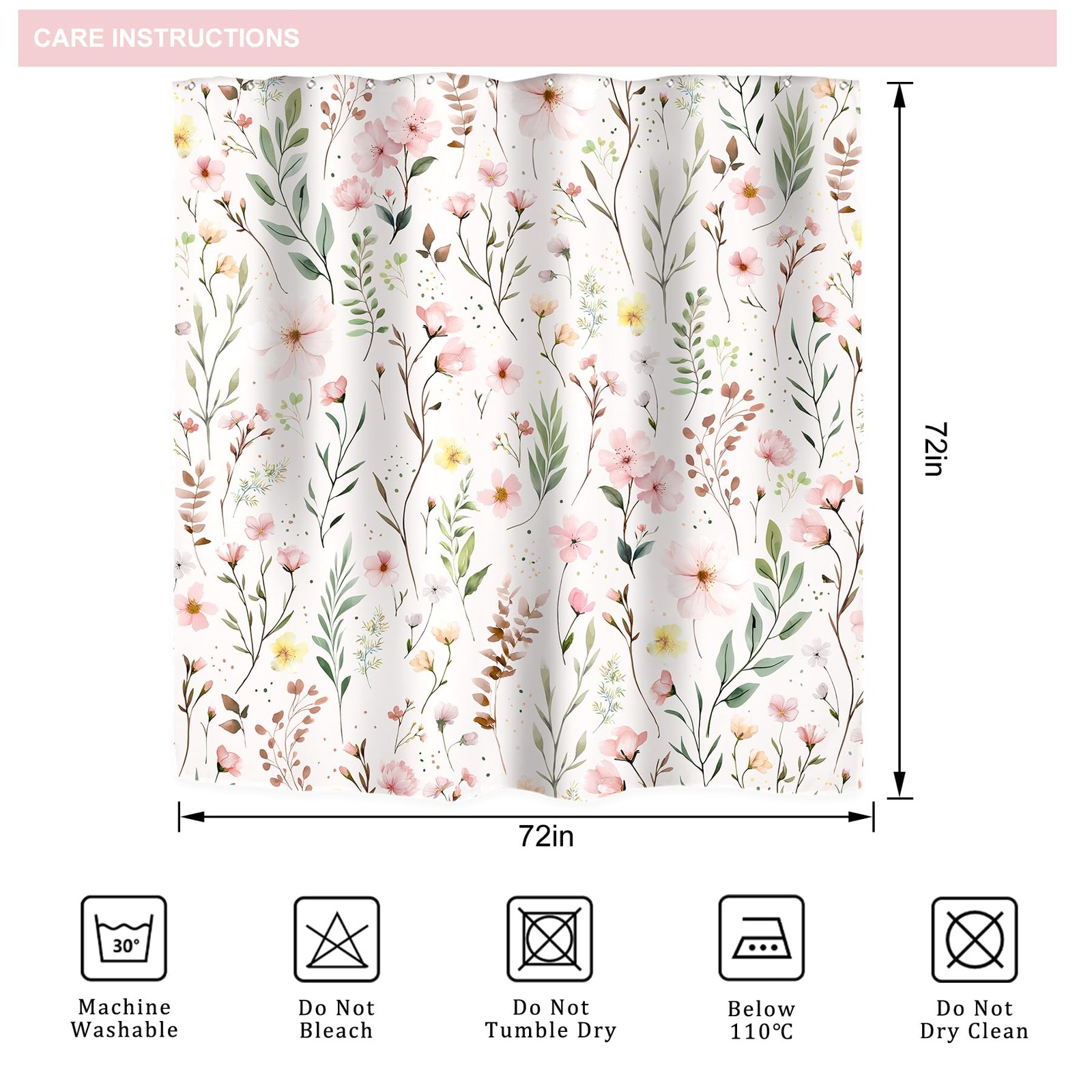 Custom Printed Bath Curtain — custom printed polyester bath curtain detail view