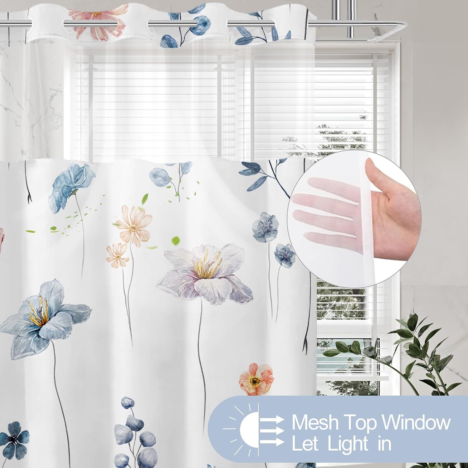 Custom Printed Bath Curtain — custom printed polyester bath curtain detail view
