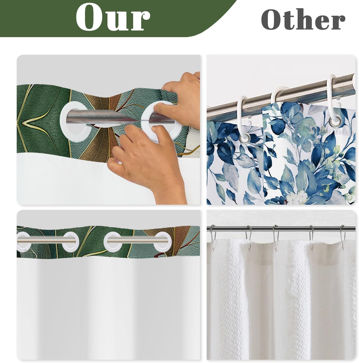 Custom Printed Bath Curtain — custom printed polyester bath curtain detail view