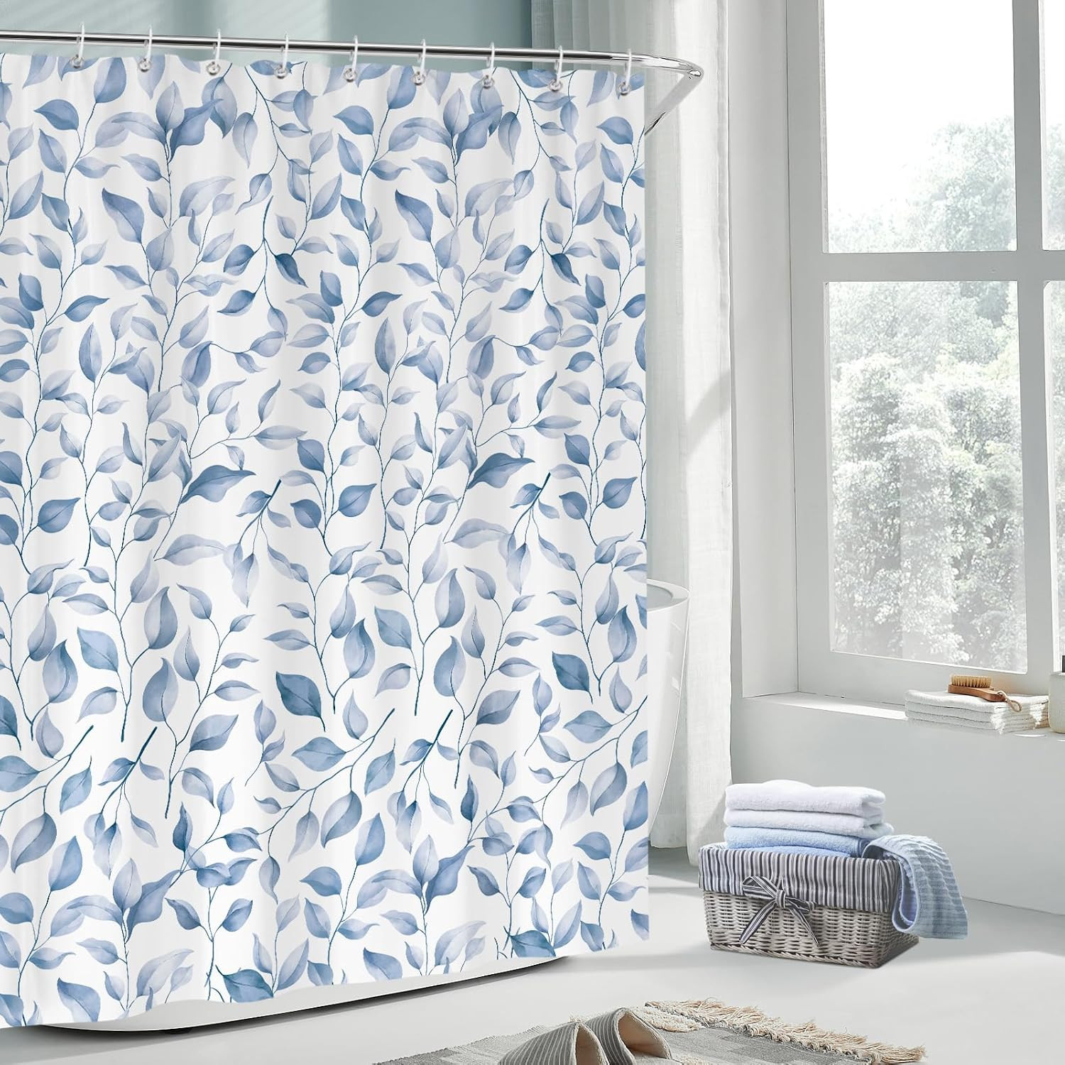 Custom Printed Bath Curtain — custom printed polyester bath curtain detail view