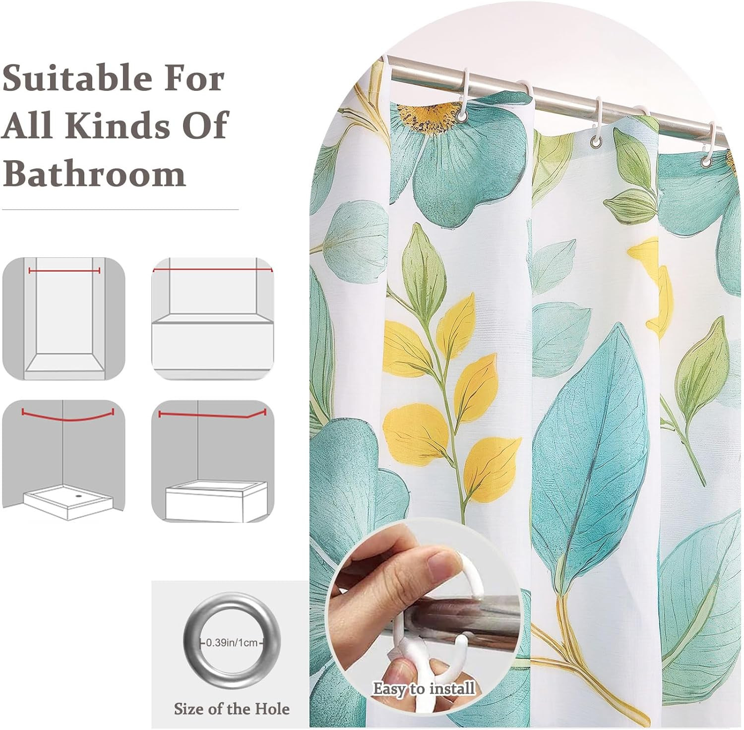 Custom Printed Bath Curtain — custom printed polyester bath curtain detail view