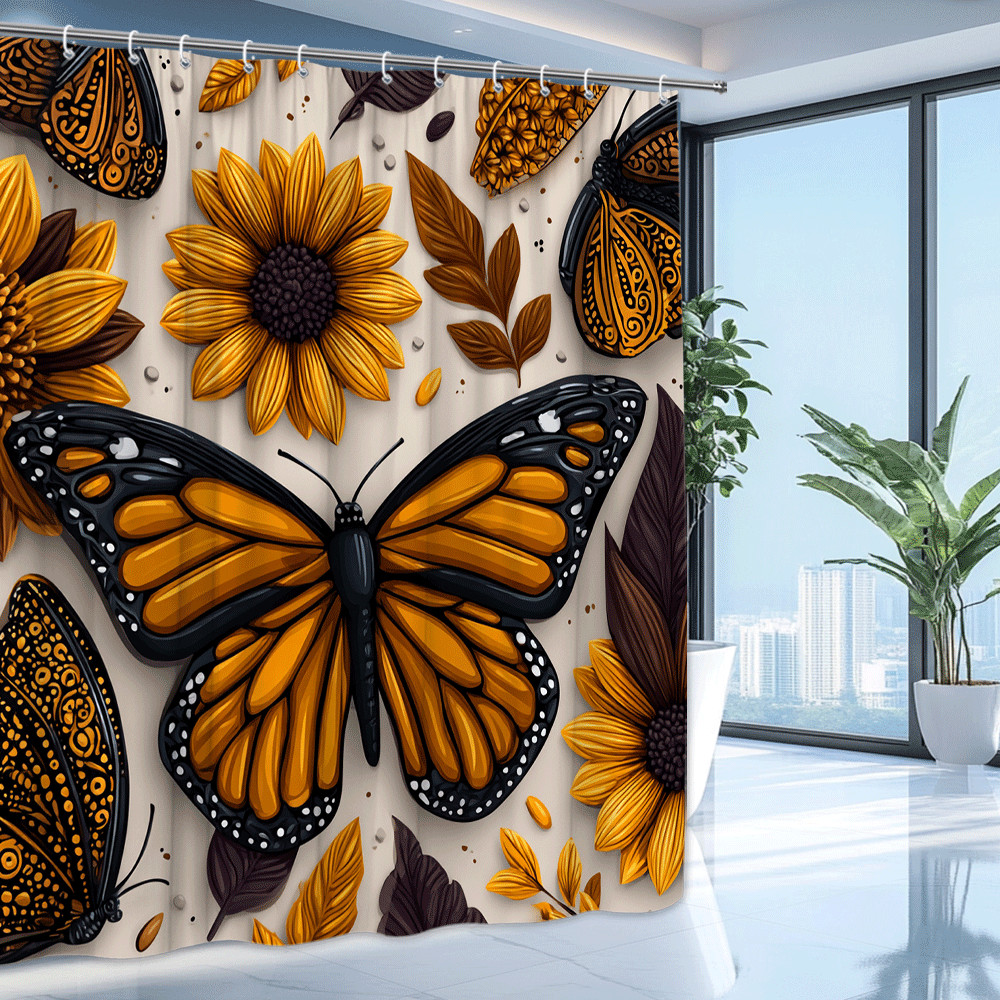 Custom Printed Bath Curtain — custom printed polyester bath curtain detail view