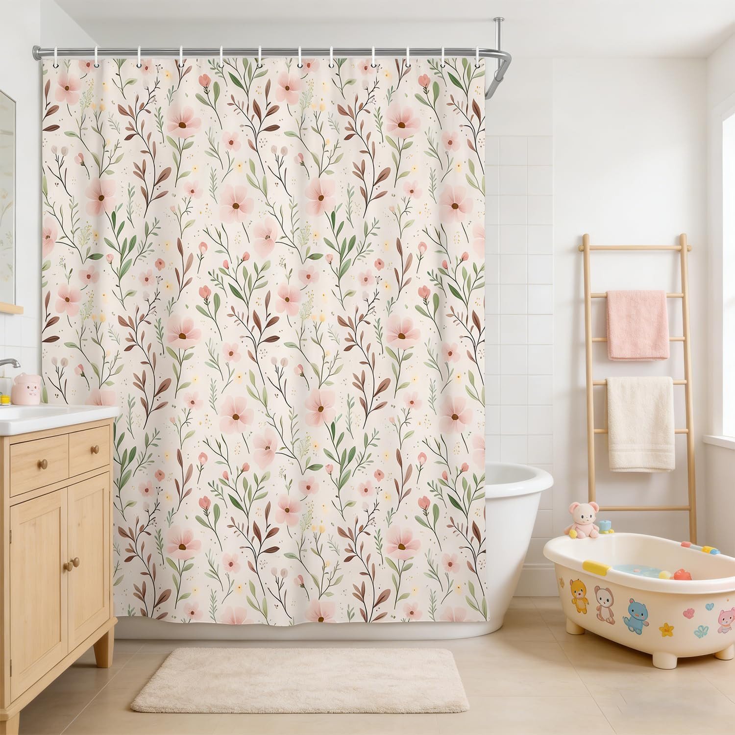Custom Printed Bath Curtain — custom printed polyester bath curtain detail view