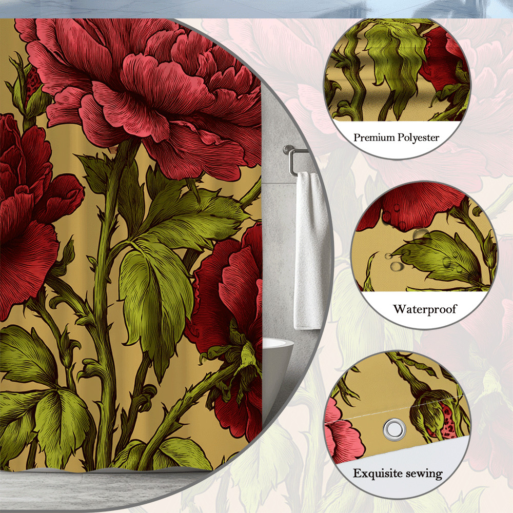 Custom Printed Bath Curtain — custom printed polyester bath curtain detail view