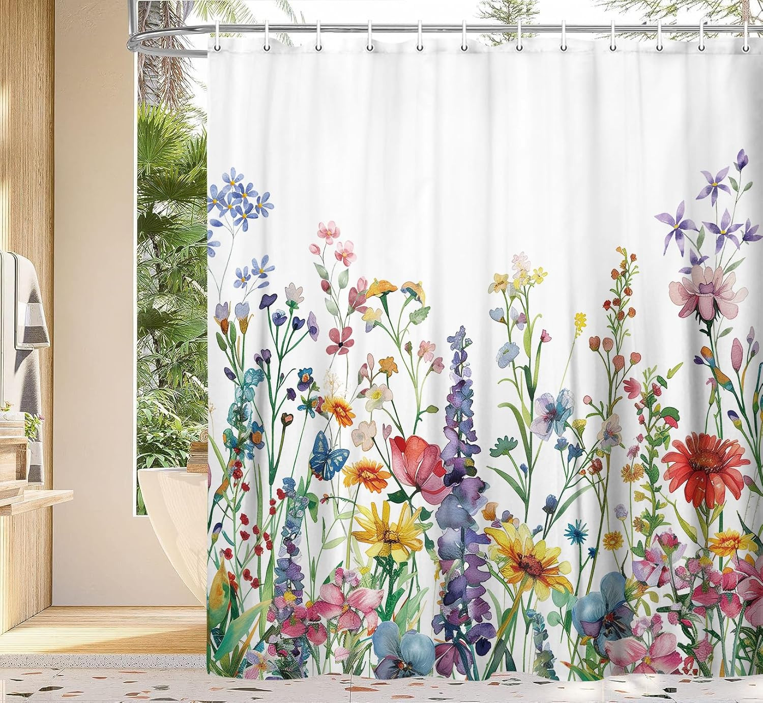 Custom Printed Bath Curtain — custom printed polyester bath curtain detail view