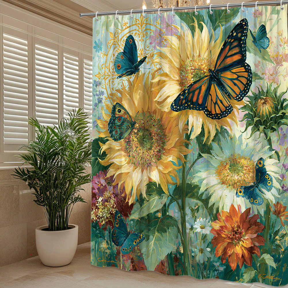 Custom Printed Bath Curtain — custom printed polyester bath curtain detail view