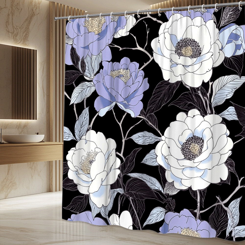 Custom Printed Bath Curtain — custom printed polyester bath curtain detail view