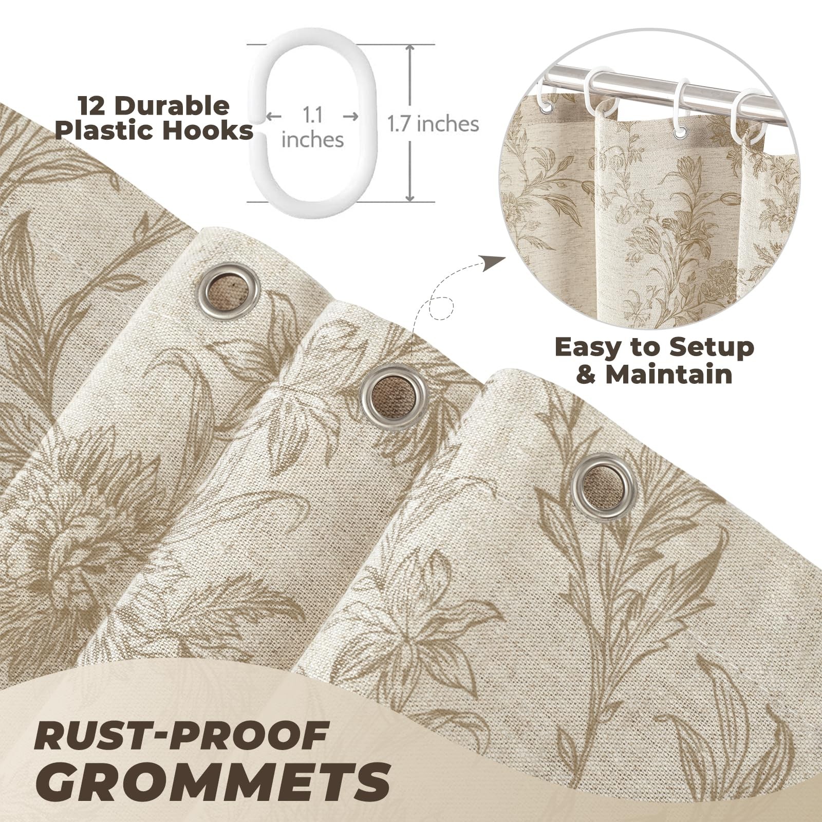 Custom Printed Bath Curtain — custom printed polyester bath curtain detail view