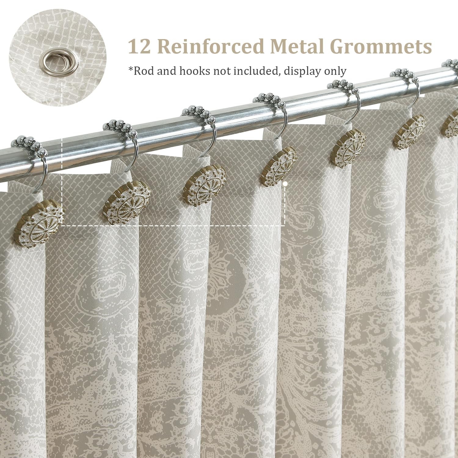 Custom Printed Bath Curtain — custom printed polyester bath curtain detail view