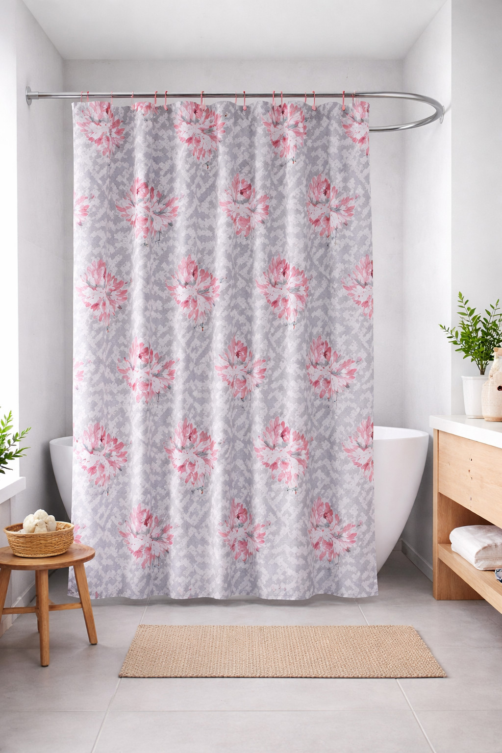 Custom Printed Bath Curtain — custom printed polyester bath curtain