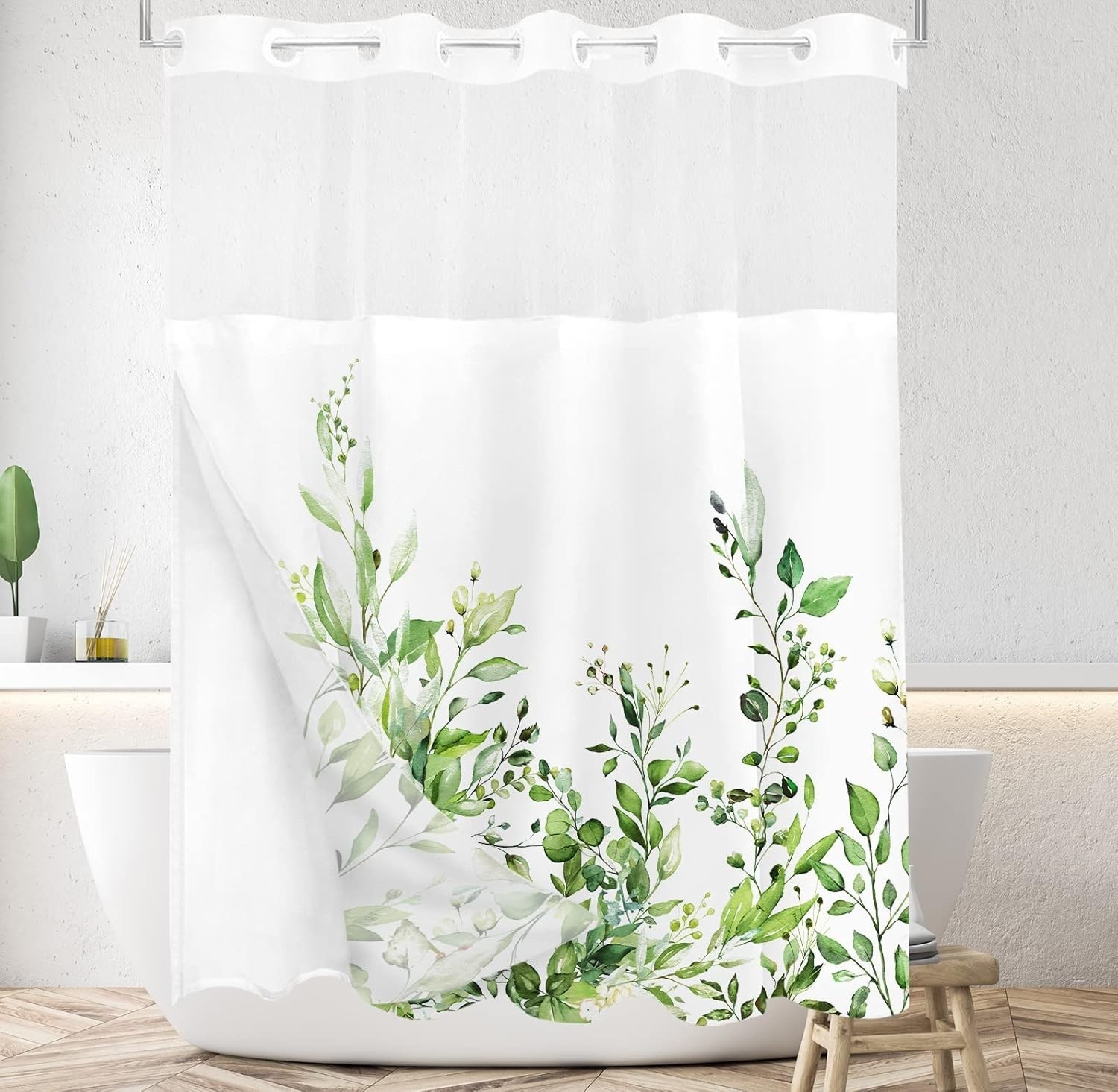 Custom Printed Bath Curtain — custom printed polyester bath curtain detail view
