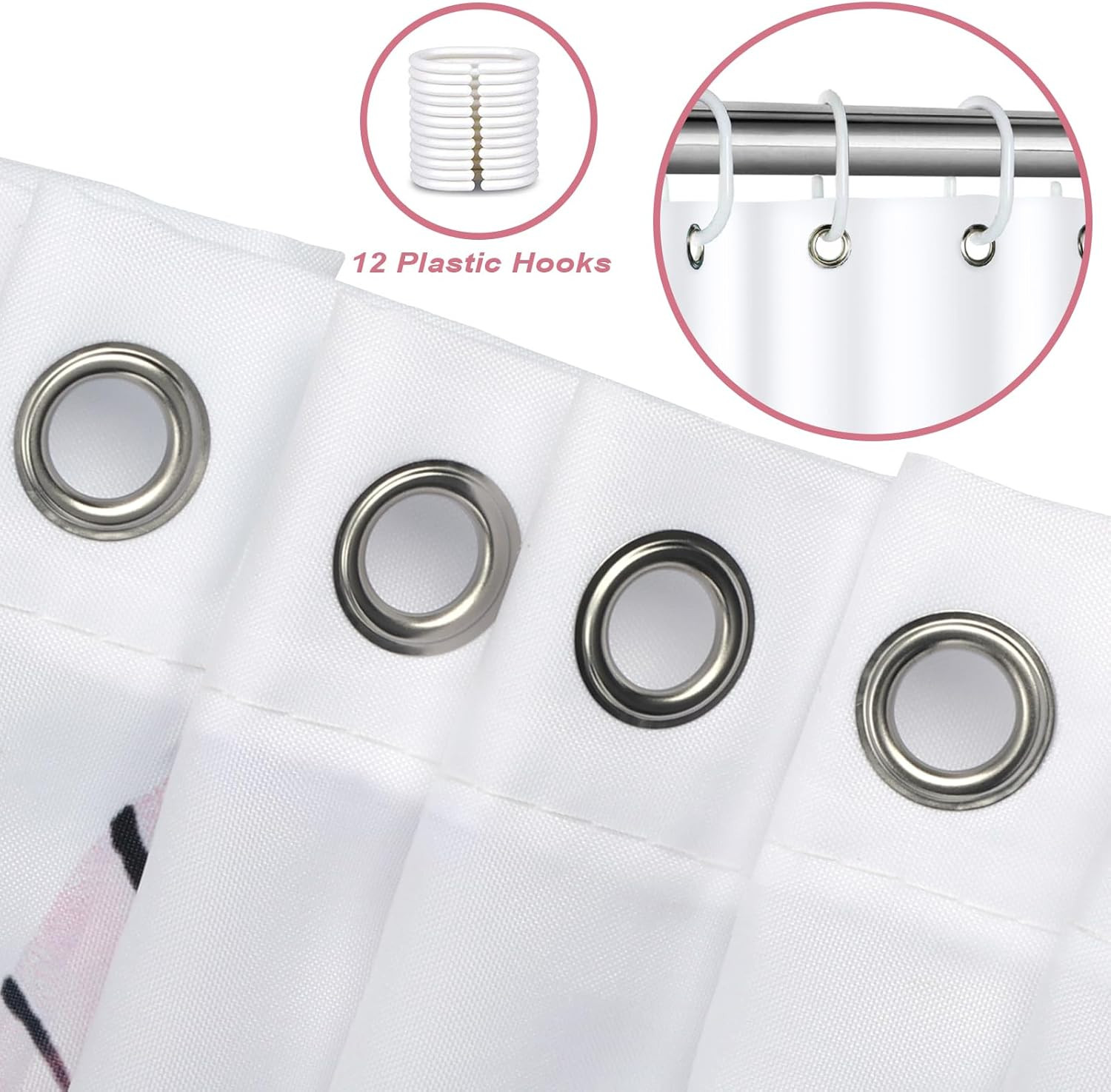 Custom Printed Bath Curtain — custom printed polyester bath curtain detail view