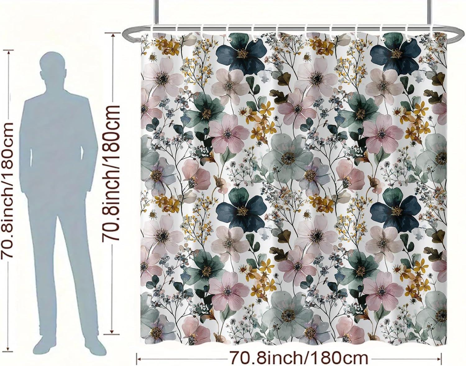 Custom Printed Bath Curtain — custom printed polyester bath curtain detail view