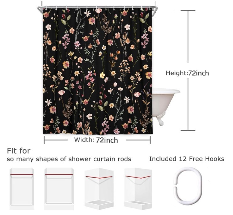 Custom Printed Bath Curtain — custom printed polyester bath curtain detail view