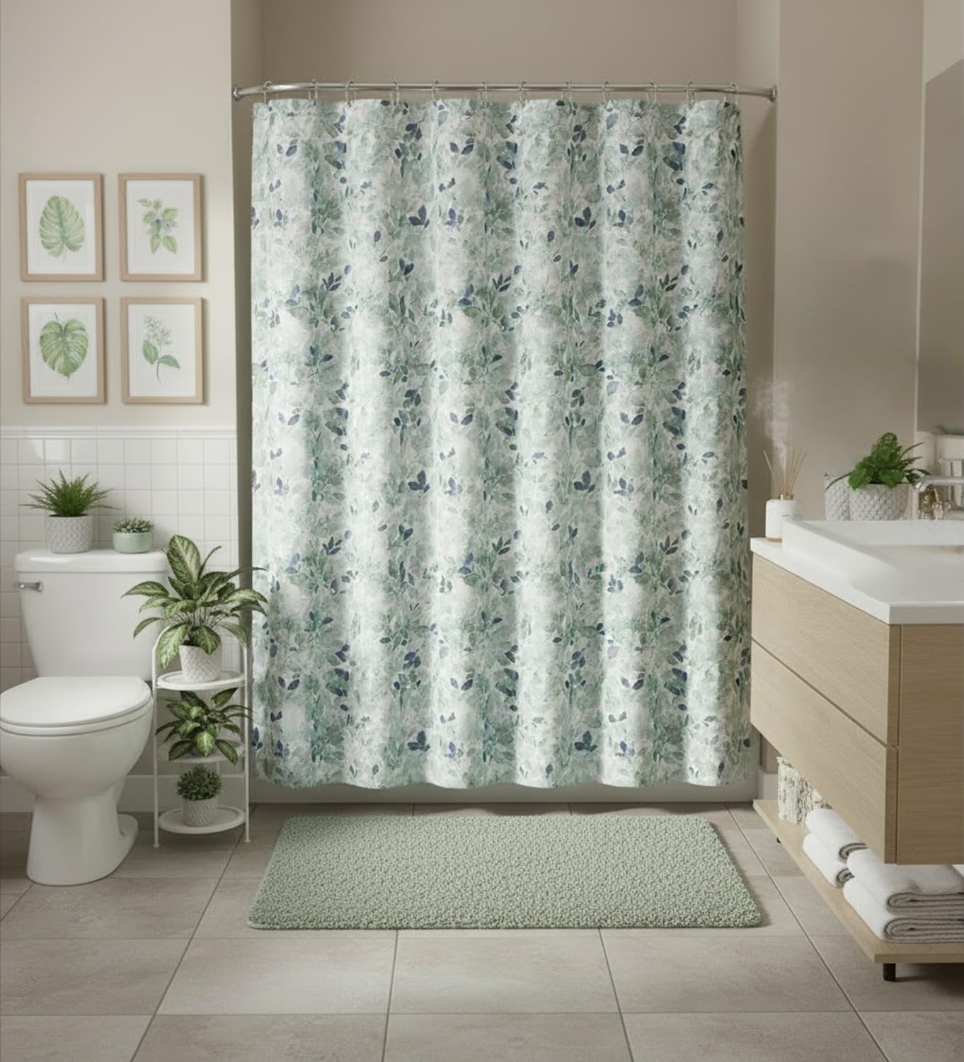 Custom Printed Bath Curtain — custom printed polyester bath curtain detail view