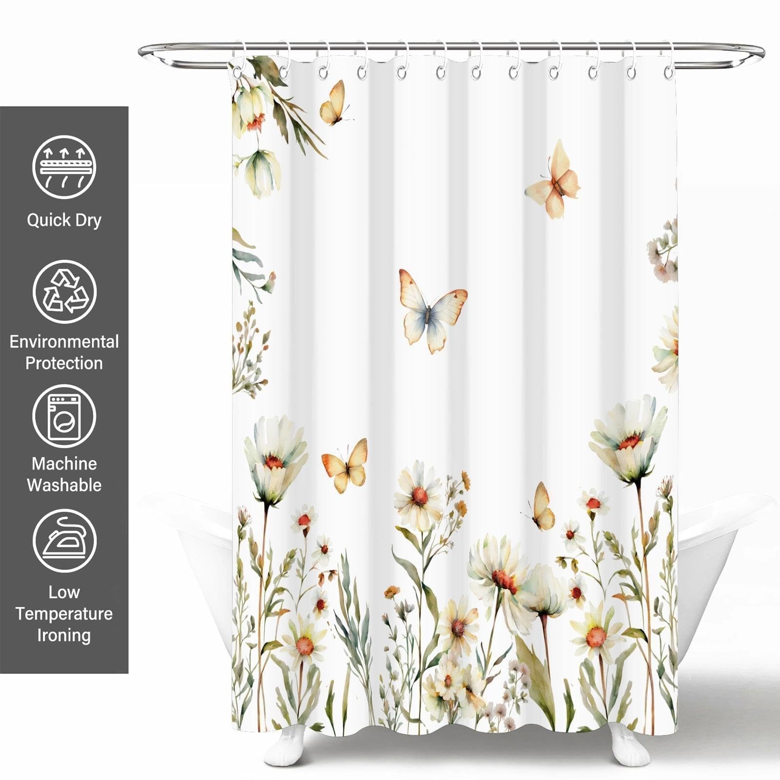 Custom Printed Bath Curtain — custom printed polyester bath curtain detail view