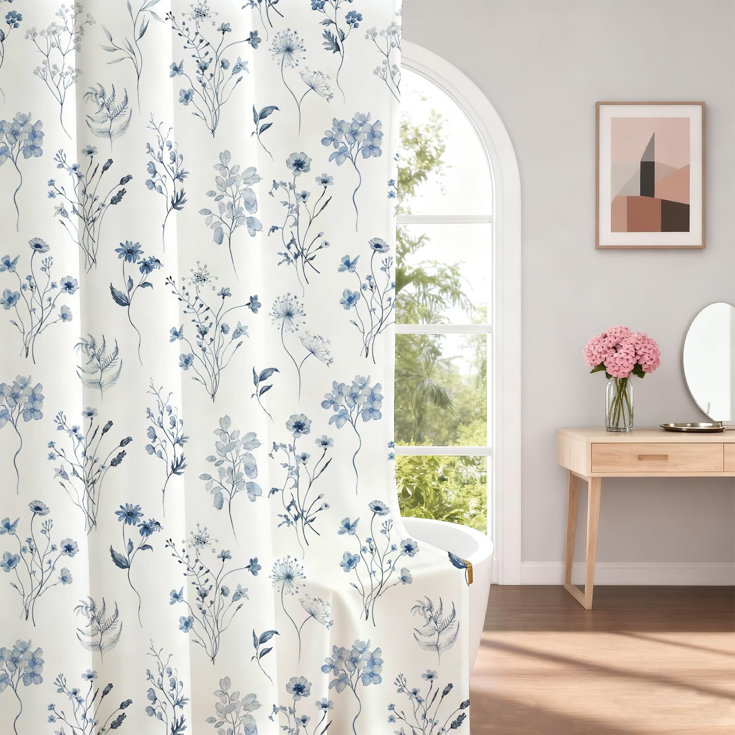 Custom Printed Bath Curtain — custom printed polyester bath curtain detail view
