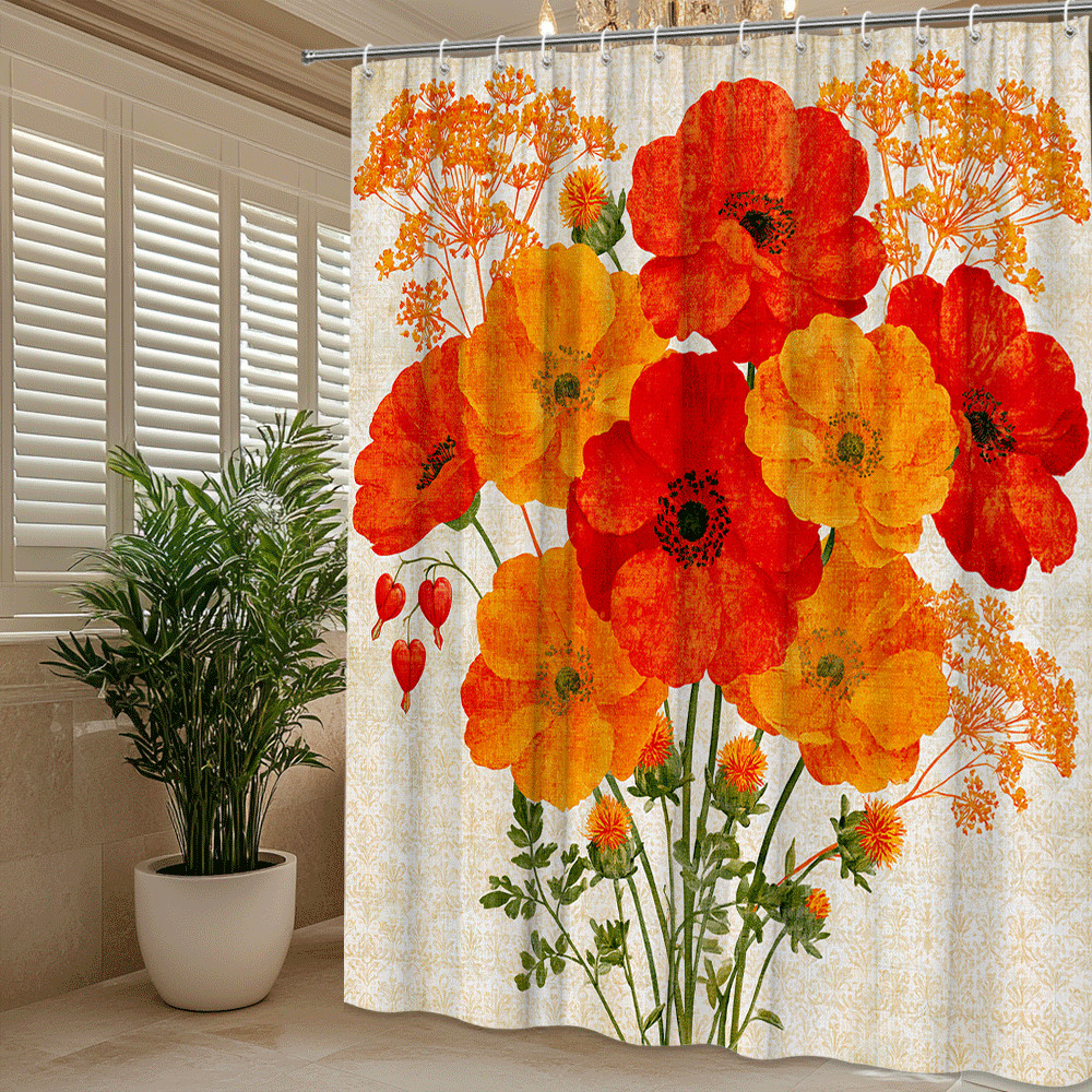 Custom Printed Bath Curtain — custom printed polyester bath curtain detail view