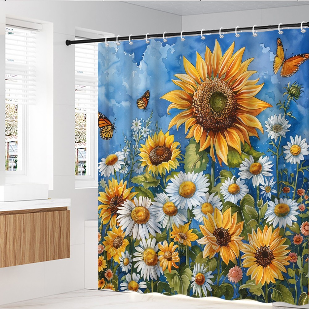 Custom Printed Bath Curtain — custom printed polyester bath curtain detail view