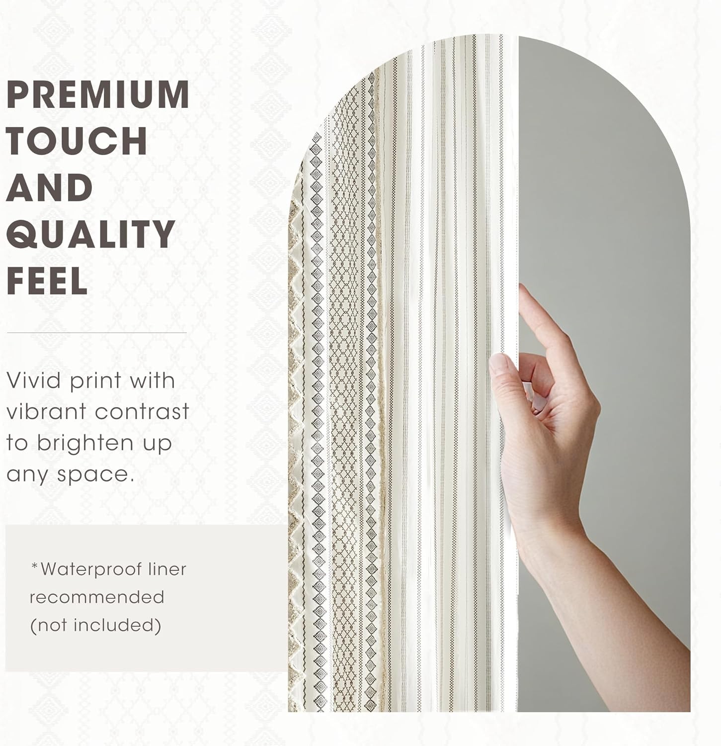 Custom Printed Bath Curtain — custom printed polyester bath curtain detail view