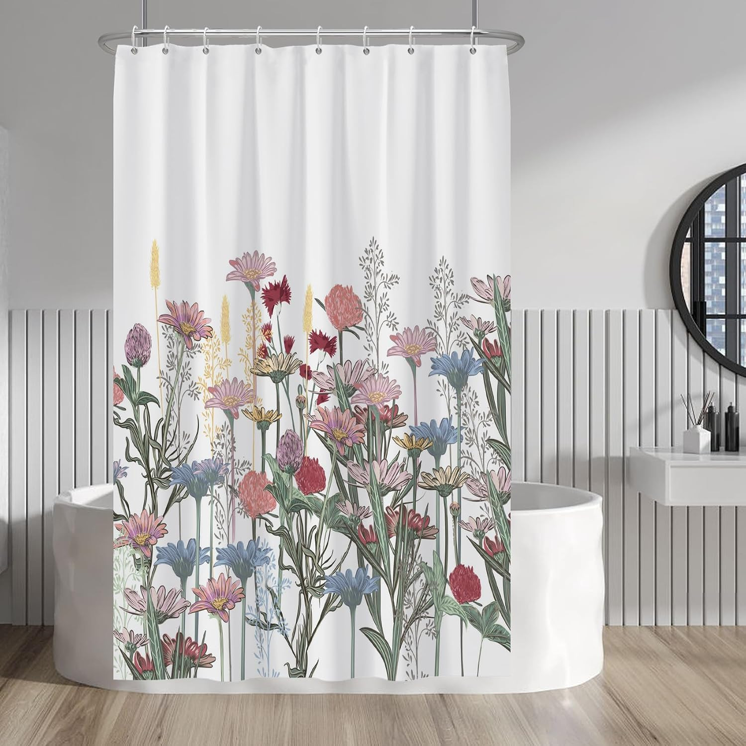 Custom Printed Bath Curtain — custom printed polyester bath curtain detail view