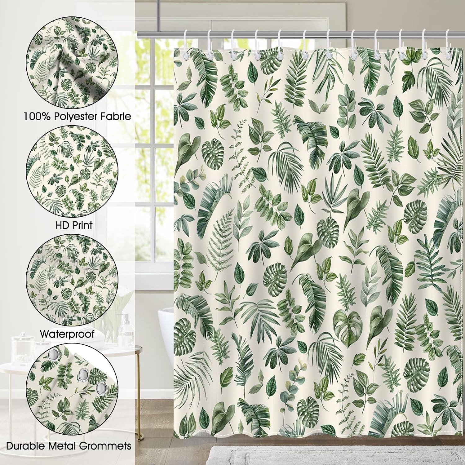 Custom Printed Bath Curtain — custom printed polyester bath curtain detail view