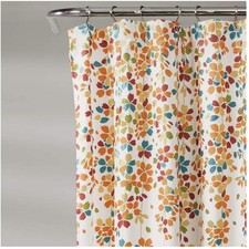 Weeping Flower Shower Curtain – Turquoise & Tangerine — custom printed polyester bath curtain
