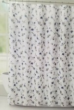 Tahari Floral Printed Blue & White Fabric Shower Curtain 72" x 72" NIP — custom printed polyester bath curtain