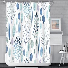 Eucalyptus Leaves Bathroom Shower Curtain 69"W x 70"L (Pack of 1) Teal — custom printed polyester bath curtain