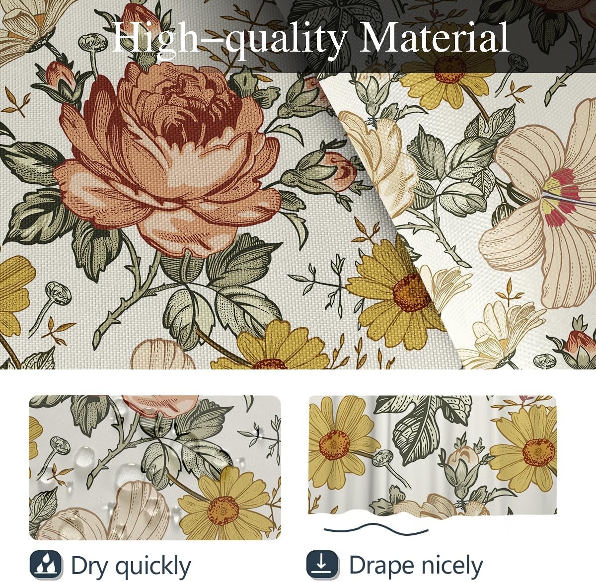 Custom Printed Bath Curtain — custom printed polyester bath curtain detail view