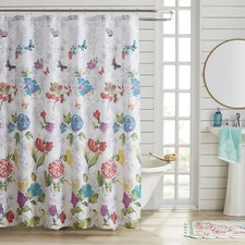 The Pioneer Woman Blooming Bouquet Floral & Butterfly Shower Curtain — custom printed polyester bath curtain