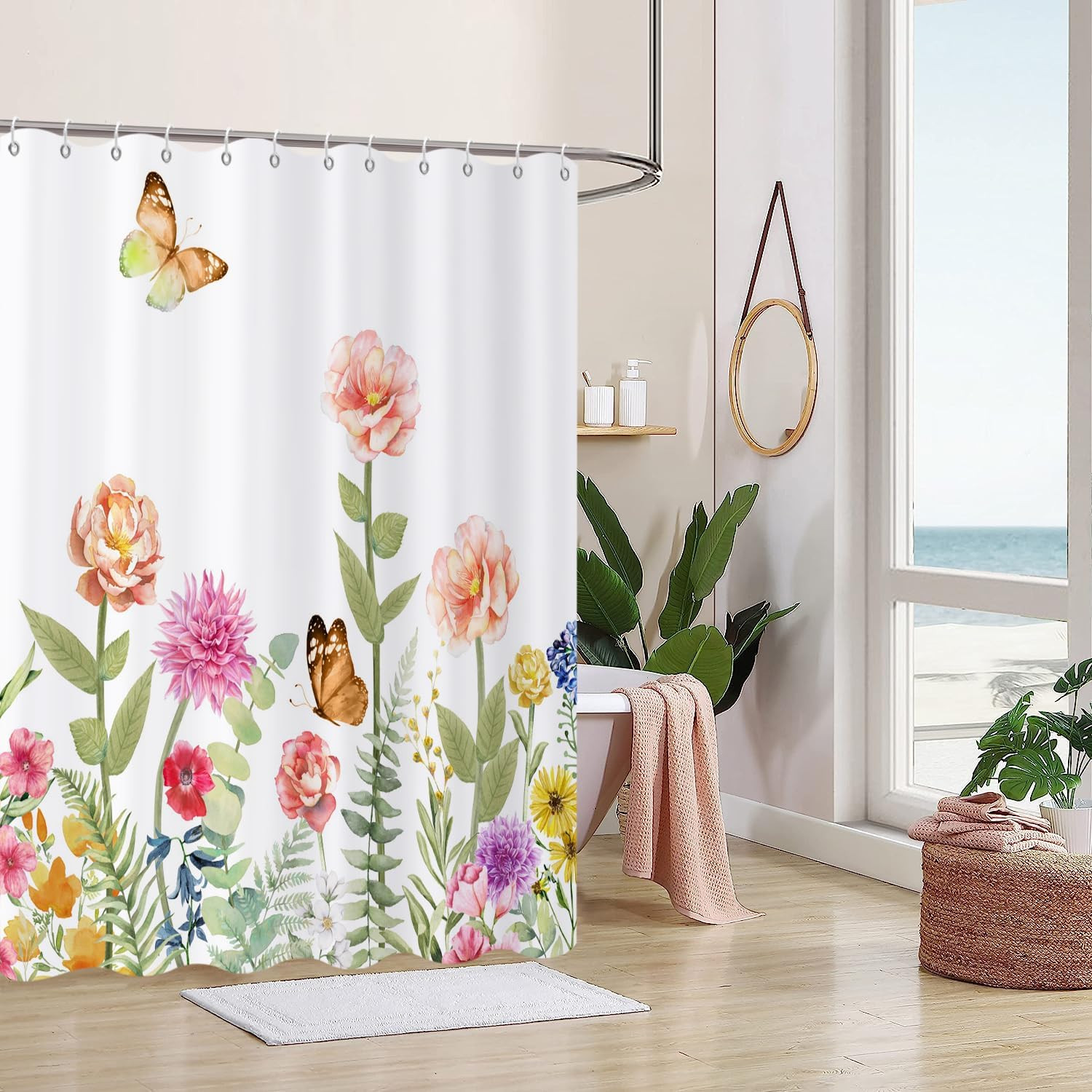 Custom Printed Bath Curtain — custom printed polyester bath curtain detail view