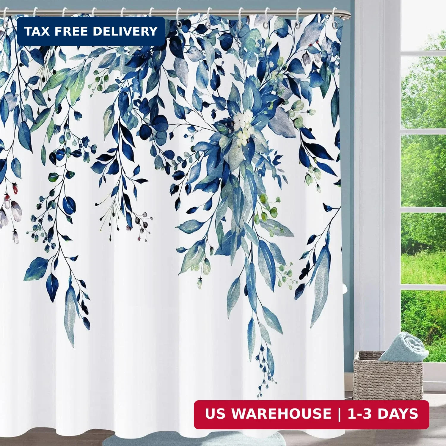 Custom Printed Bath Curtain — custom printed polyester bath curtain detail view