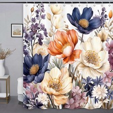 Boho Floral Shower Curtain 72x72 Inch Waterproof Durable Fabric - Chic Bathroom — custom printed polyester bath curtain
