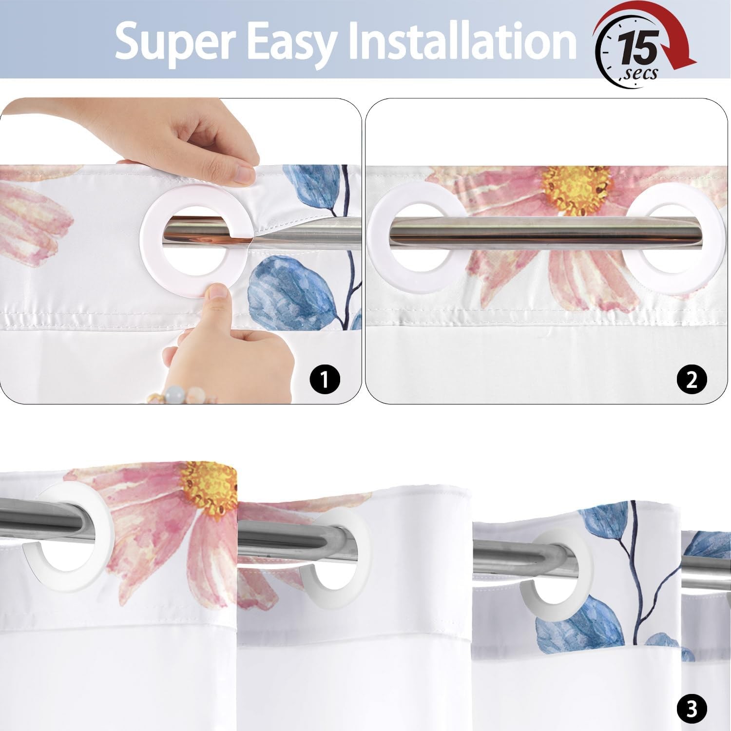 Custom Printed Bath Curtain — custom printed polyester bath curtain detail view