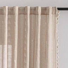 MEETSKY Boho Curtains 72 Inch Long Farmhouse Semi Sheer Linen Blend — custom printed polyester bath curtain