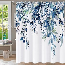 YiarTaan Shower Curtain Blue Eucalyptus 72"W x 72"L (Pack of 1), — custom printed polyester bath curtain