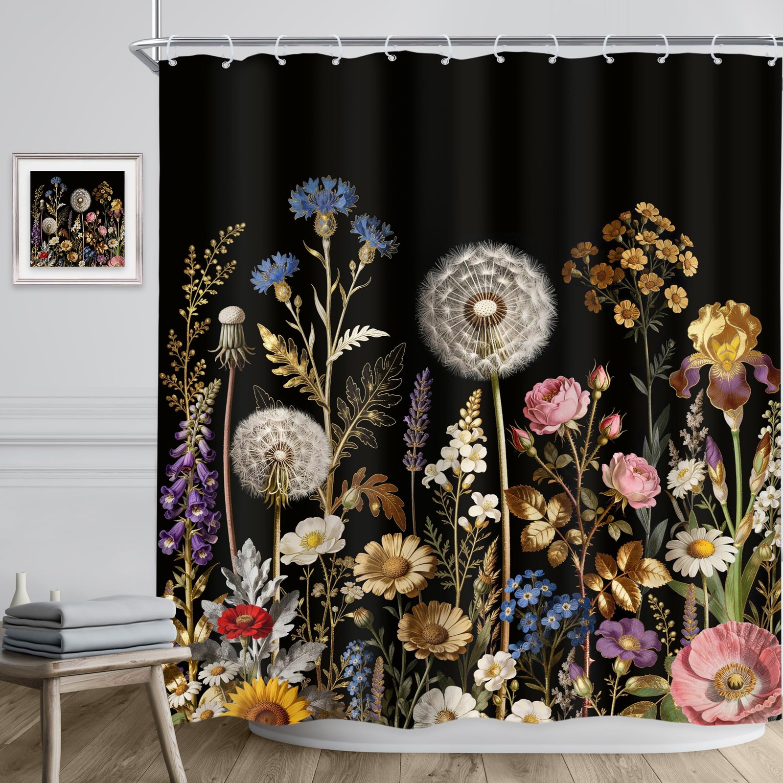 Custom Printed Bath Curtain — custom printed polyester bath curtain detail view