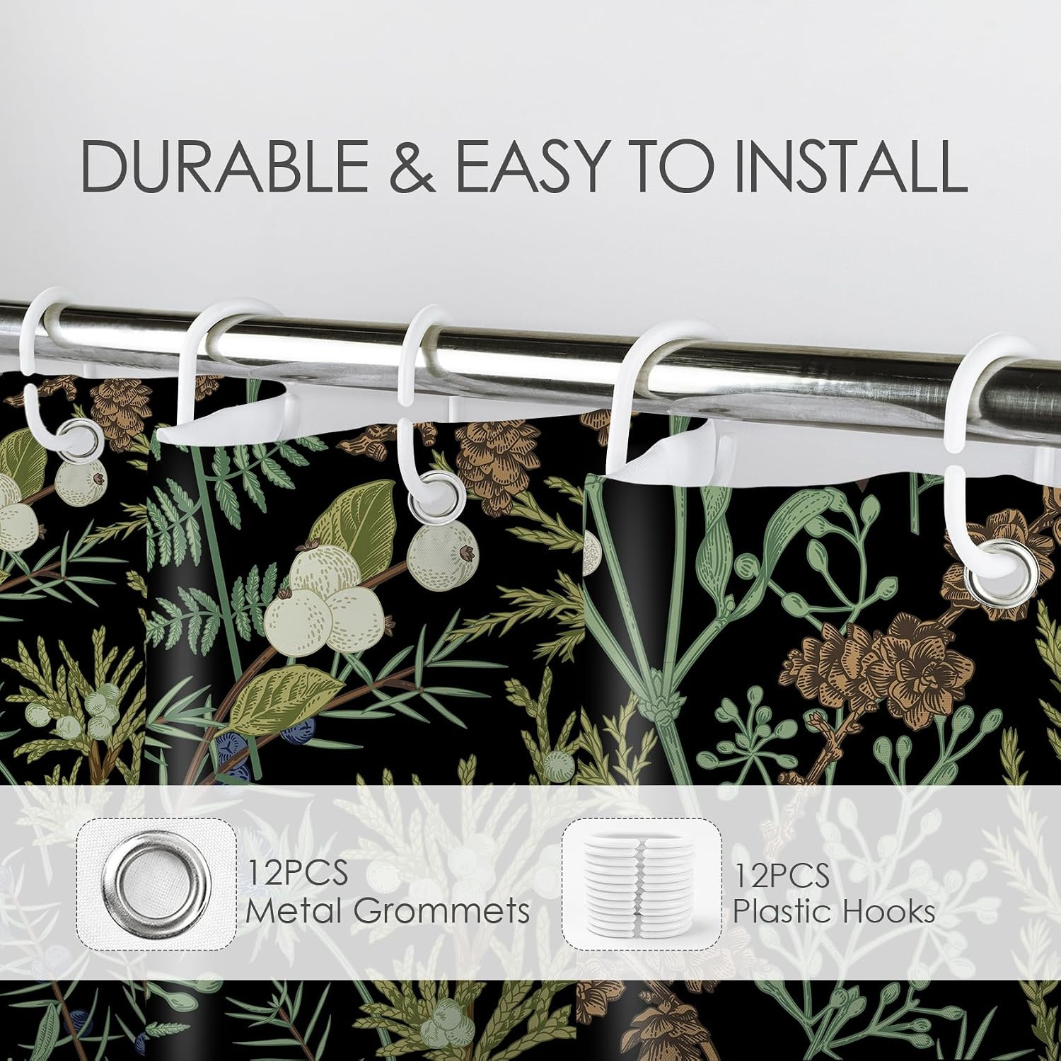 Custom Printed Bath Curtain — custom printed polyester bath curtain detail view