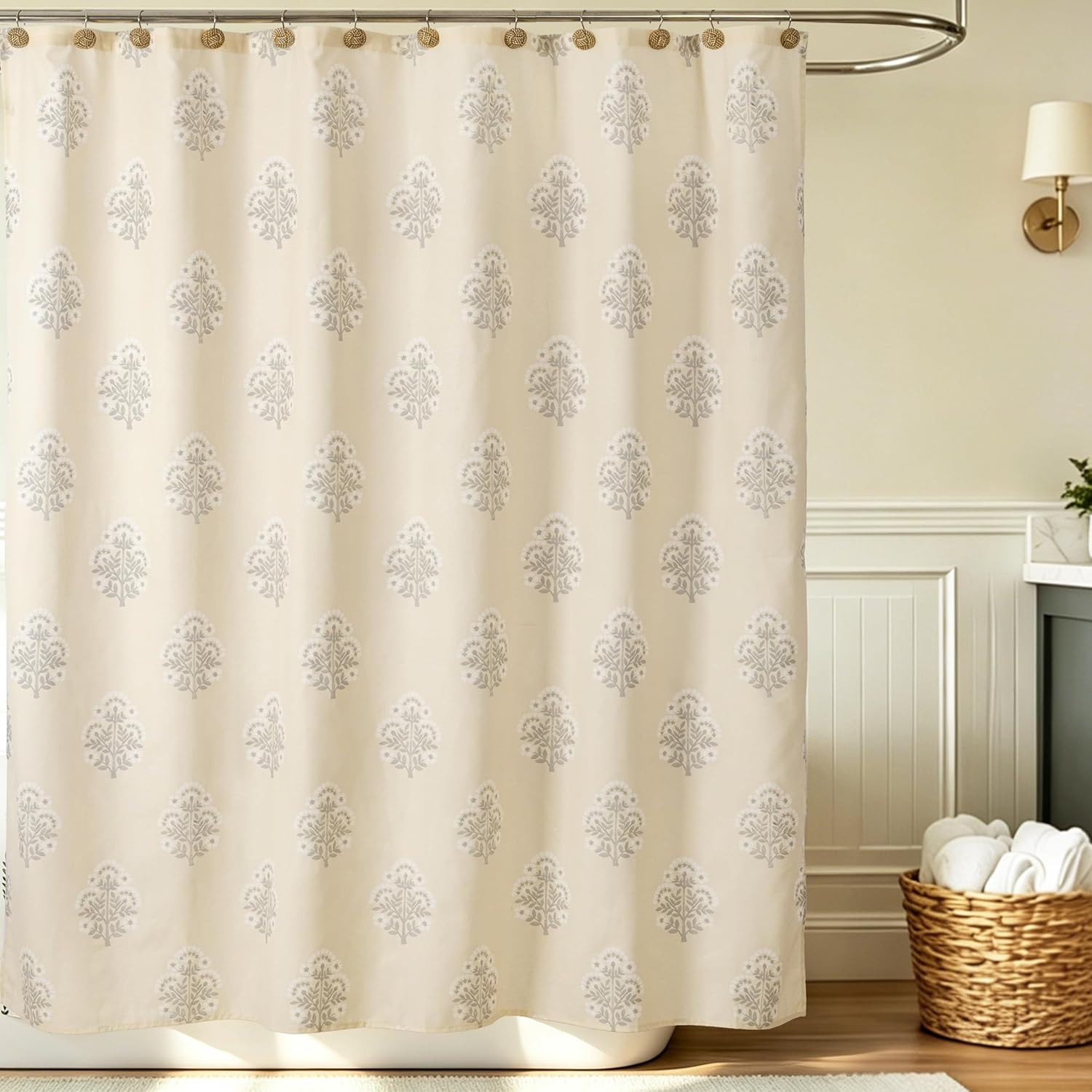 Custom Printed Bath Curtain — custom printed polyester bath curtain detail view