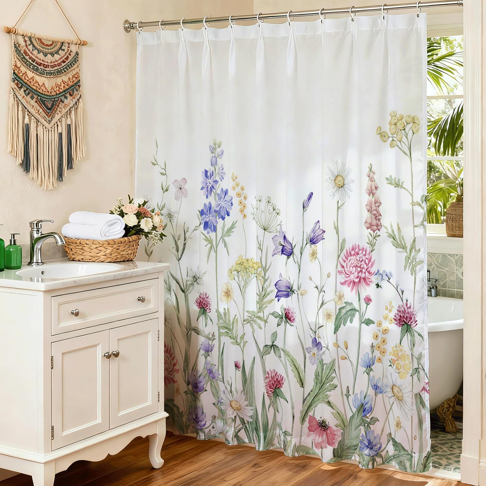 Custom Printed Bath Curtain — custom printed polyester bath curtain detail view