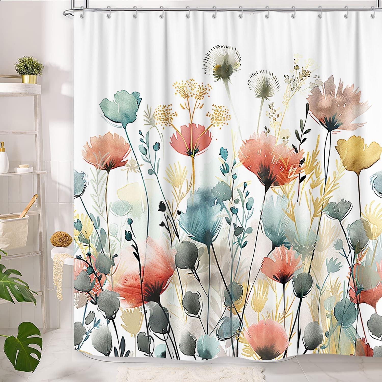 Custom Printed Bath Curtain — custom printed polyester bath curtain detail view
