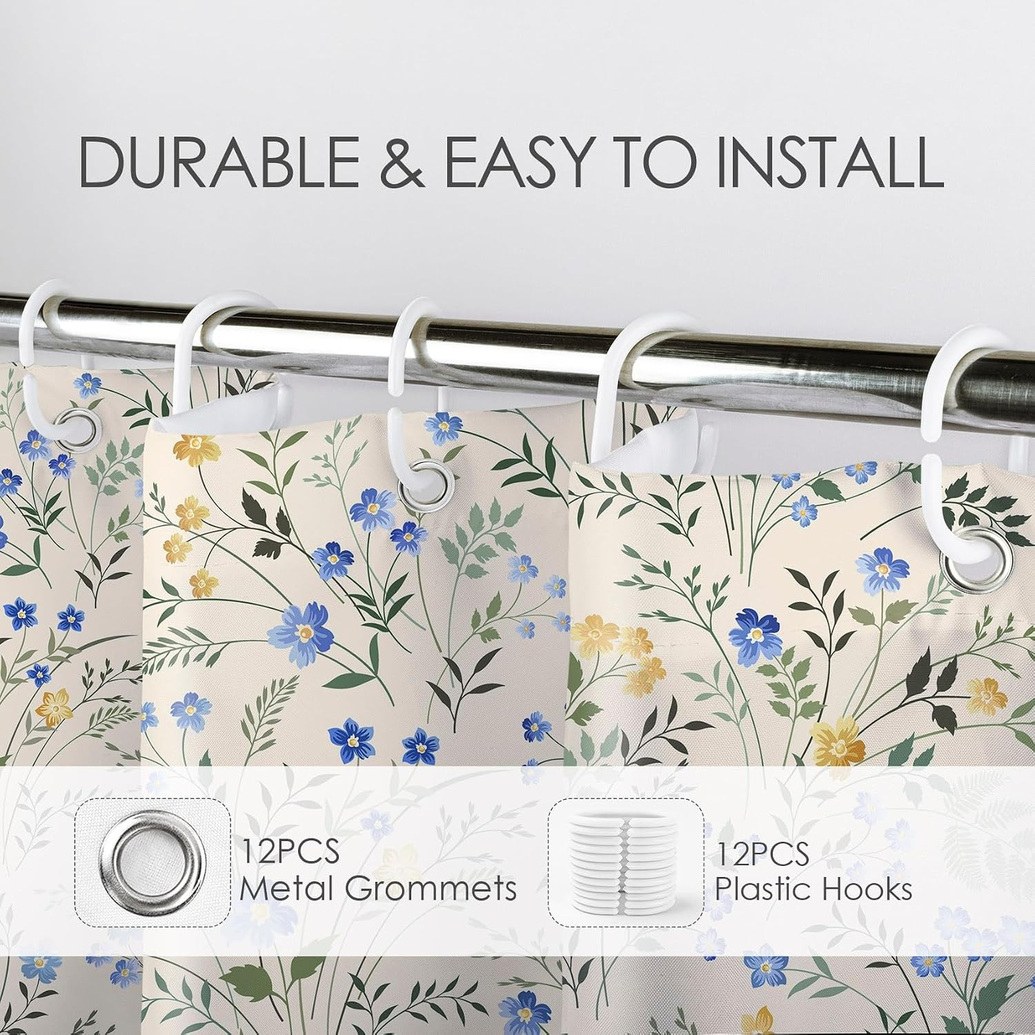 Custom Printed Bath Curtain — custom printed polyester bath curtain detail view